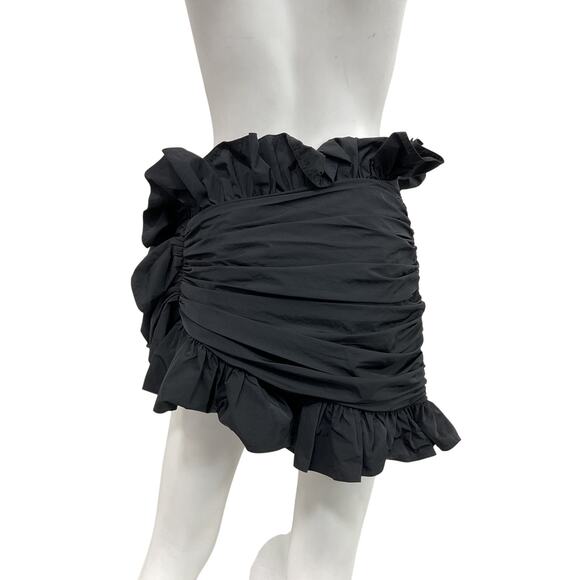 Area 'Ruffled' Black Nylon Mini Skirt Size 2 - Picture 3 of 5